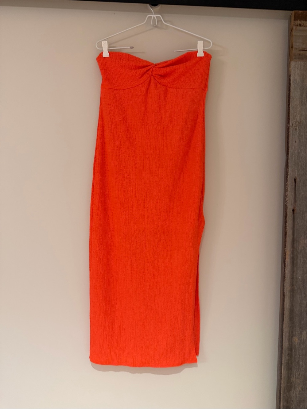 wild fable Strapless Twist-Front Orange Maxi Dress